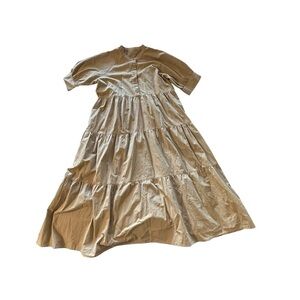 Women's size small tan modest maxi dress, new no tags
